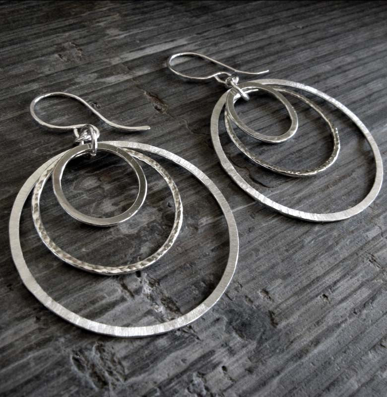 3 Tier Halo Dangle Hoop Earrings ~ Handmade in the USA