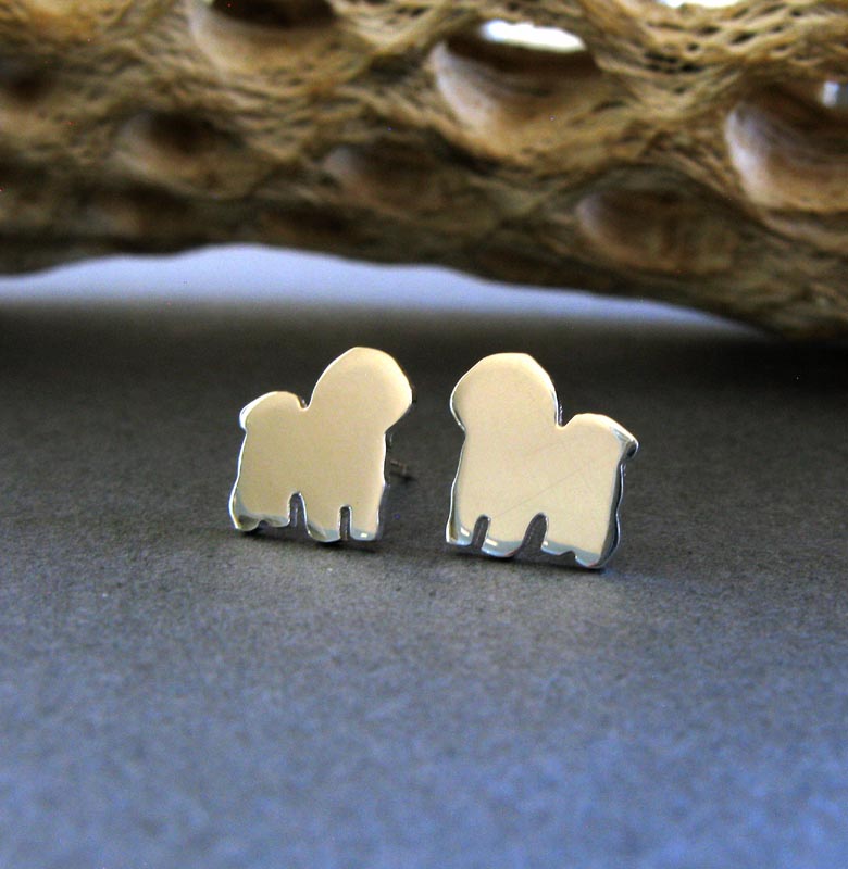 Bichon Frise Dog Stud Earrings