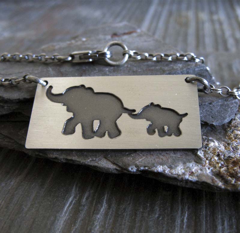 Elephant Mom and Baby Necklace Handmade in the USA Poseidon s Booty