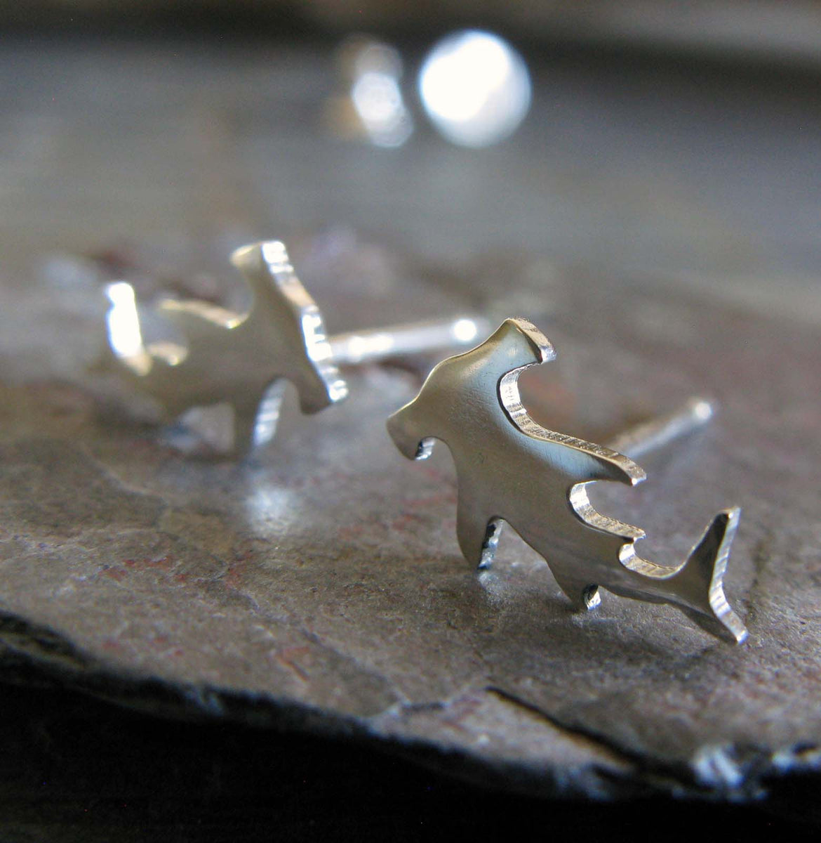 Hammerhead Shark Stud Earrings Artisan handcrafted in the USA
