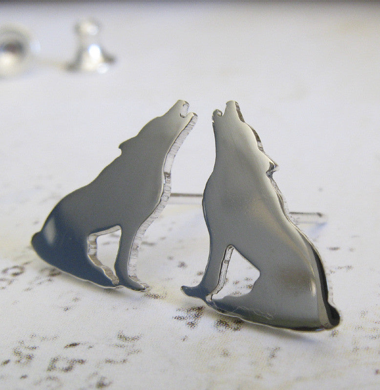 Howling Wolf Stud Earrings Handmade in the USA Poseidon s Booty