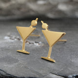 Dirty Martini Glass Stud Earrings