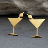 Dirty Martini Glass Stud Earrings