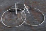 Modern Bar Post Dangle Hoop Earrings