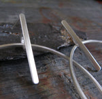 Modern Bar Post Dangle Hoop Earrings