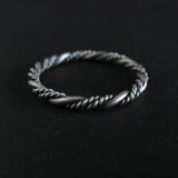 Simple Sterling Silver Bead Twist Stacking Ring Band