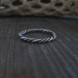 Simple Sterling Silver Bead Twist Stacking Ring Band