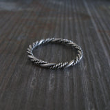 Simple Sterling Silver Bead Twist Stacking Ring Band