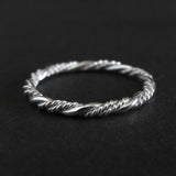 Simple Sterling Silver Bead Twist Stacking Ring Band