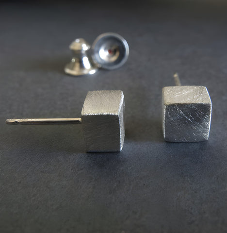 Solid Cube Stud Earrings