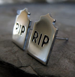 Tombstone RIP Stud Earrings