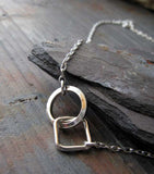 Inversion Pendant Necklace – Sterling Silver Ring & Square