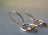 Minimalist mixed metal interlocking ring dangle earrings