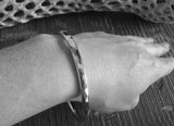 Thick sterling silver hammered bangle bracelet artisan handmade quality