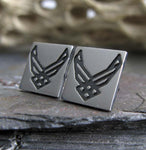 Air Force Military sterling silver stud earrings.  Handmade in the USA.