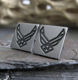 Air Force Military sterling silver stud earrings.  Handmade in the USA.