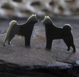 Akita sterling silver or 14k gold earrings. Dog Silhouette Stud jewelry