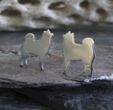 Alaskan Malamute earrings dog silhouette sterling silver jewelry