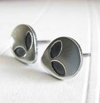 Alien UFO Geek sterling silver stud earrings