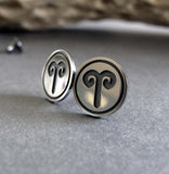 Aries zodiac stud earrings handmade in sterling silver