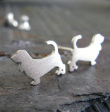 Basset Hound Dog Stud Earrings