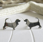 Basset Hound Dog Sterling Silver Post Earrings