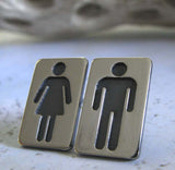 Restroom People Silhouette Stud Earrings in Sterling Silver