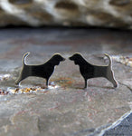 Beagle dog post earrings in sterling silver or 14k gold