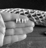 Science beaker sterling studs earrings. Handmade geek jewelry for her.
