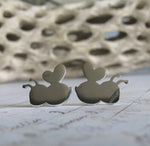 Bee stud earrings handmade in sterling silver or 14k gold