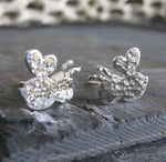 Bee stud earrings handmade in sterling silver or 14k gold