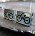 Bike stud earrings. Sterling silver handmade jewelry