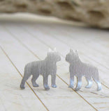 Boston Terrier dog sterling silver earrings
