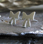 Bow stud earrings handmade in sterling silver or 14k gold