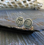 Bowling Ball and Pins Stud earrings artisan handmade from sterling silver