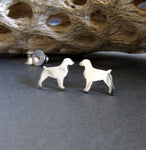 Brittany dog stud earrings tiny sterling silver or 14k gold posts