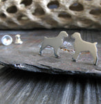 Brittany dog stud earrings tiny sterling silver or 14k gold posts