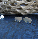 Bison Buffalo Stud earrings handmade from sterling silver or 14k gold