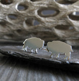 Bison Buffalo Stud earrings handmade from sterling silver or 14k gold