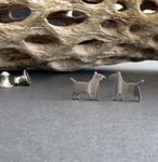 Bull terrier dog stud earrings handmade in sterling silver or 14k gold