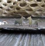 Bull terrier dog stud earrings handmade in sterling silver or 14k gold