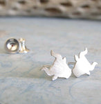Bull Taurus little stud post earrings handmade in sterling silver or 14k gold