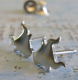 Bull Taurus little stud post earrings handmade in sterling silver or 14k gold