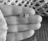 Bullseye Concentric Circle Sterling Silver Earrings