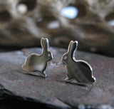 Bunny Rabbit Easter Sterling Silver Stud Earrings