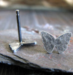 Antiqued Sterling Silver Butterfly stud earrings