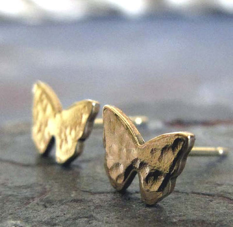 Butterfly Gold Textured Post Earrings