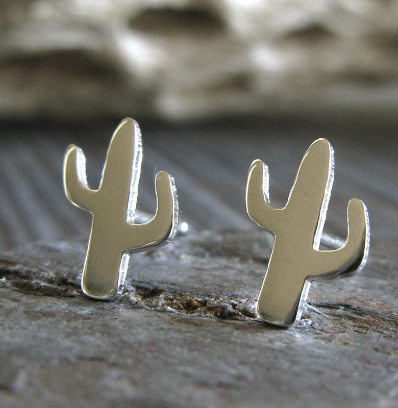 Saguaro Cactus Post Stud Earrings Sterling Silver