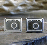 Camera Stud Earrings. Sterling Silver Handmade Jewelry
