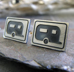 RV Camper Trailer Motorhome stud earrings. Sterling Silver